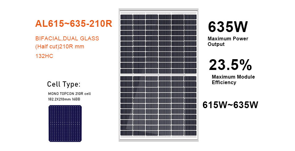 mono topcon panel 132cells half cut 210R mm 16bb