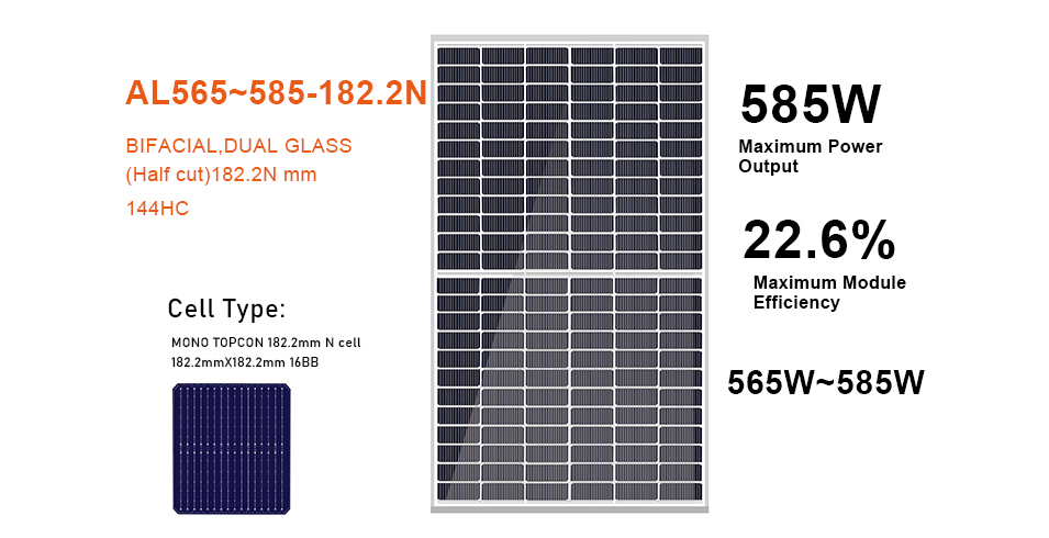 mono topcon panel 144 cells half cut 182N mm 16bb